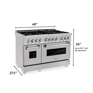 ZLINE 48" 6.0 cu ft Dual Fuel Range with Gas Stove and Electric Oven in Fingerprint Resistant Stainless Steel and Brass Burners (RAS-SN-BR-48)