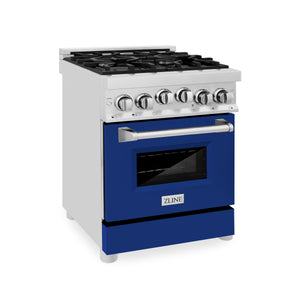 ZLINE 24" 2.8 cu ft Range with Gas Stove and Gas Oven in Stainless Steel and Blue Gloss Door (RG-BG-24)