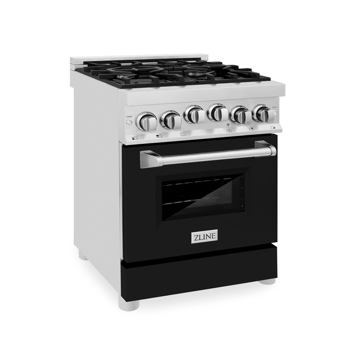 ZLINE 24" 2.8 cu ft Range with Gas Stove and Gas Oven in Stainless Steel and Black Matte Door (RG-BLM-24)