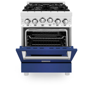 ZLINE 24" 2.8 cu ft Range with Gas Stove and Gas Oven in Stainless Steel and Blue Matte Door (RG-BM-24)