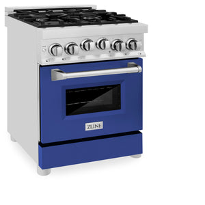 ZLINE 24" 2.8 cu ft Range with Gas Stove and Gas Oven in Stainless Steel and Blue Matte Door (RG-BM-24)