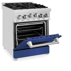 ZLINE 24" 2.8 cu ft Range with Gas Stove and Gas Oven in Stainless Steel and Blue Matte Door (RG-BM-24)