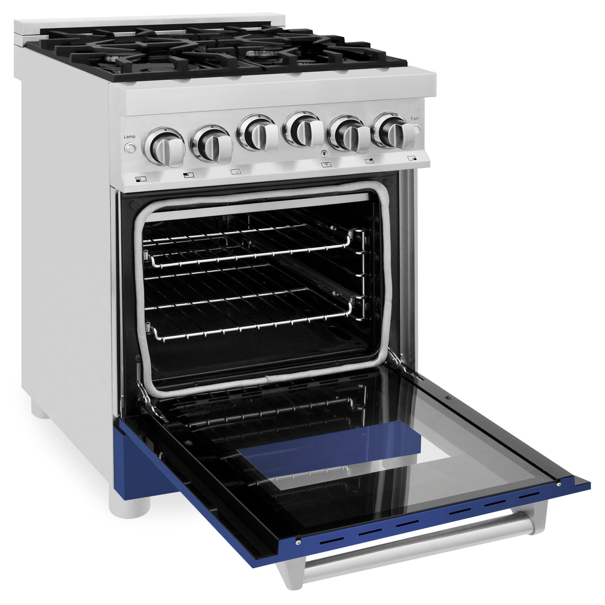 ZLINE 24" 2.8 cu ft Range with Gas Stove and Gas Oven in Stainless Steel and Blue Matte Door (RG-BM-24)