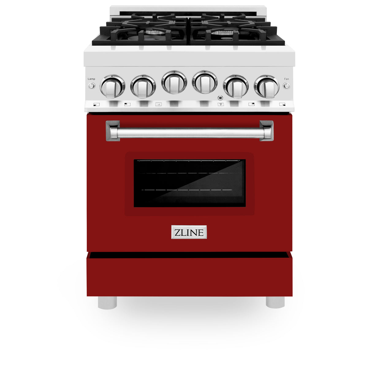 ZLINE 24" 2.8 cu ft Range with Gas Stove and Gas Oven in Stainless Steel and Red Gloss Door (RG-RG-24)