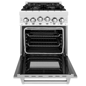 ZLINE 24" 2.8 cu ft Range with Gas Stove and Gas Oven in Fingerprint Resistant Stainless Steel (RG-SN-24)