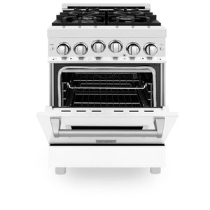 ZLINE 24" 2.8 cu ft Range with Gas Stove and Gas Oven in Stainless Steel and White Matte Door (RG-WM-24)