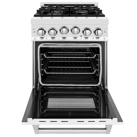 ZLINE 24" 2.8 cu ft Range with Gas Stove and Gas Oven in Stainless Steel and White Matte Door (RG-WM-24)