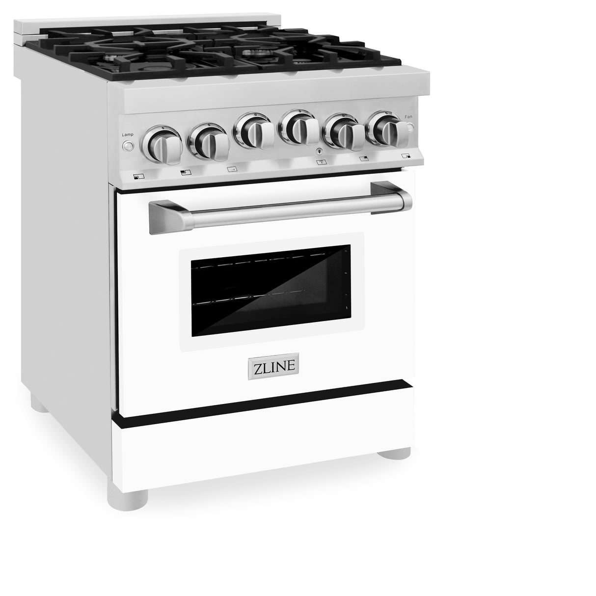 ZLINE 24" 2.8 cu ft Range with Gas Stove and Gas Oven in Stainless Steel and White Matte Door (RG-WM-24)