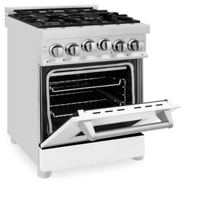 ZLINE 24" 2.8 cu ft Range with Gas Stove and Gas Oven in Stainless Steel and White Matte Door (RG-WM-24)