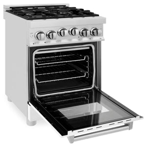 ZLINE 24" 2.8 cu ft Range with Gas Stove and Gas Oven in Stainless Steel and White Matte Door (RG-WM-24)