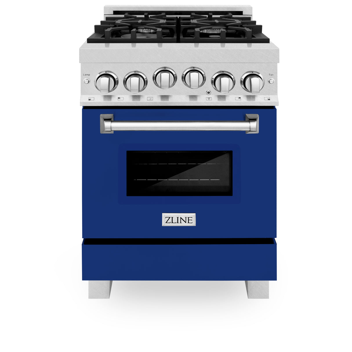 ZLINE 24" 2.8 cu ft Range with Gas Stove and Gas Oven in Fingerprint Resistant Stainless Steel and Blue Gloss Door (RGS-BG-24)