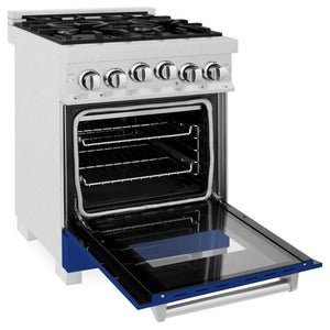 ZLINE 24" 2.8 cu ft Range with Gas Stove and Gas Oven in Fingerprint Resistant Stainless Steel and Blue Gloss Door (RGS-BG-24)