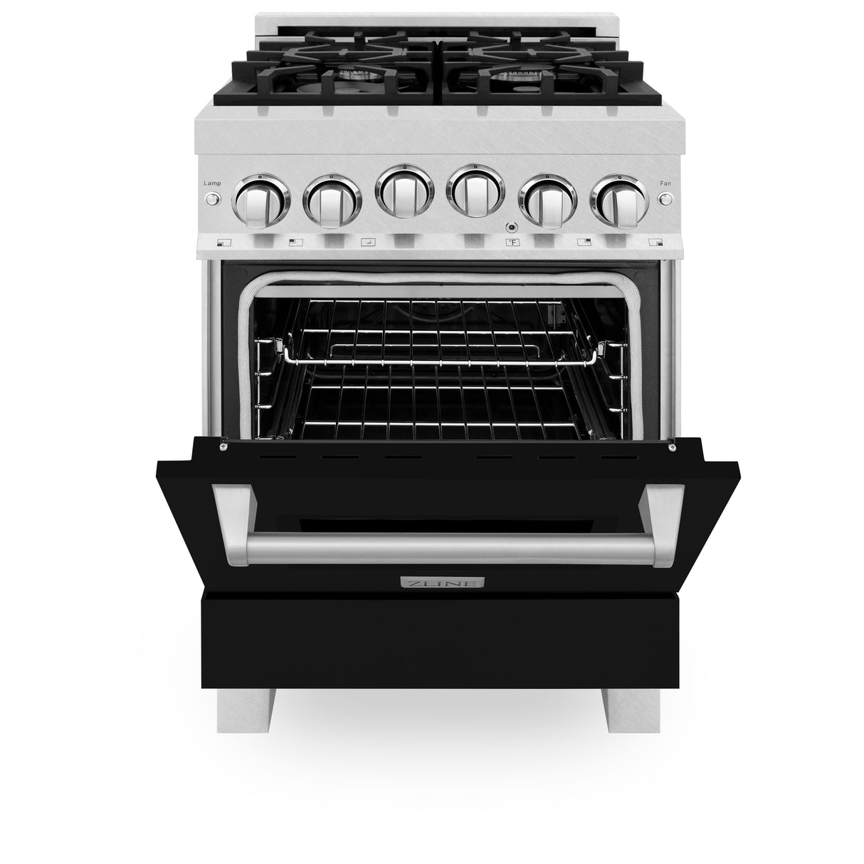 ZLINE 24" 2.8 cu ft Range with Gas Stove and Gas Oven in Fingerprint Resistant Stainless Steel and Black Matte Door (RGS-BLM-24)