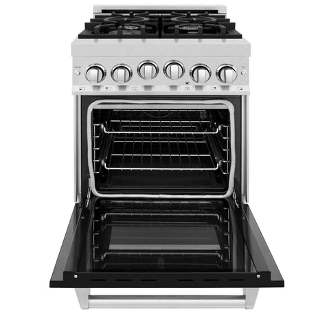 ZLINE 24" 2.8 cu ft Range with Gas Stove and Gas Oven in Fingerprint Resistant Stainless Steel and Black Matte Door (RGS-BLM-24)