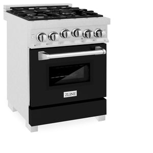 ZLINE 24" 2.8 cu ft Range with Gas Stove and Gas Oven in Fingerprint Resistant Stainless Steel and Black Matte Door (RGS-BLM-24)