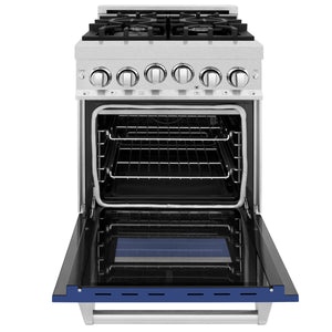 ZLINE 24" 2.8 cu ft Range with Gas Stove and Gas Oven in Fingerprint Resistant Stainless Steel and Blue Matte Door (RGS-BM-24)