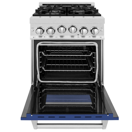 ZLINE 24" 2.8 cu ft Range with Gas Stove and Gas Oven in Fingerprint Resistant Stainless Steel and Blue Matte Door (RGS-BM-24)