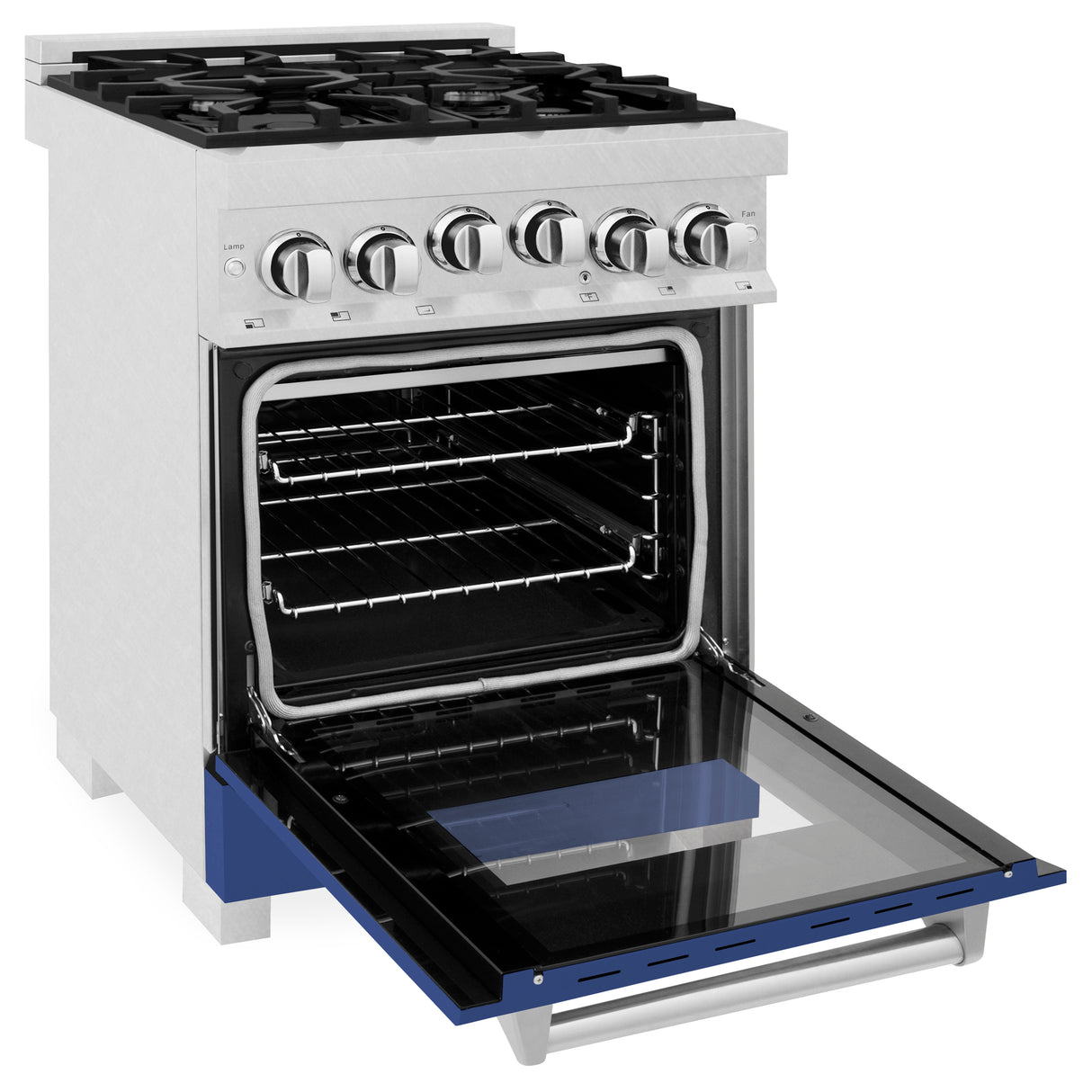 ZLINE 24" 2.8 cu ft Range with Gas Stove and Gas Oven in Fingerprint Resistant Stainless Steel and Blue Matte Door (RGS-BM-24)