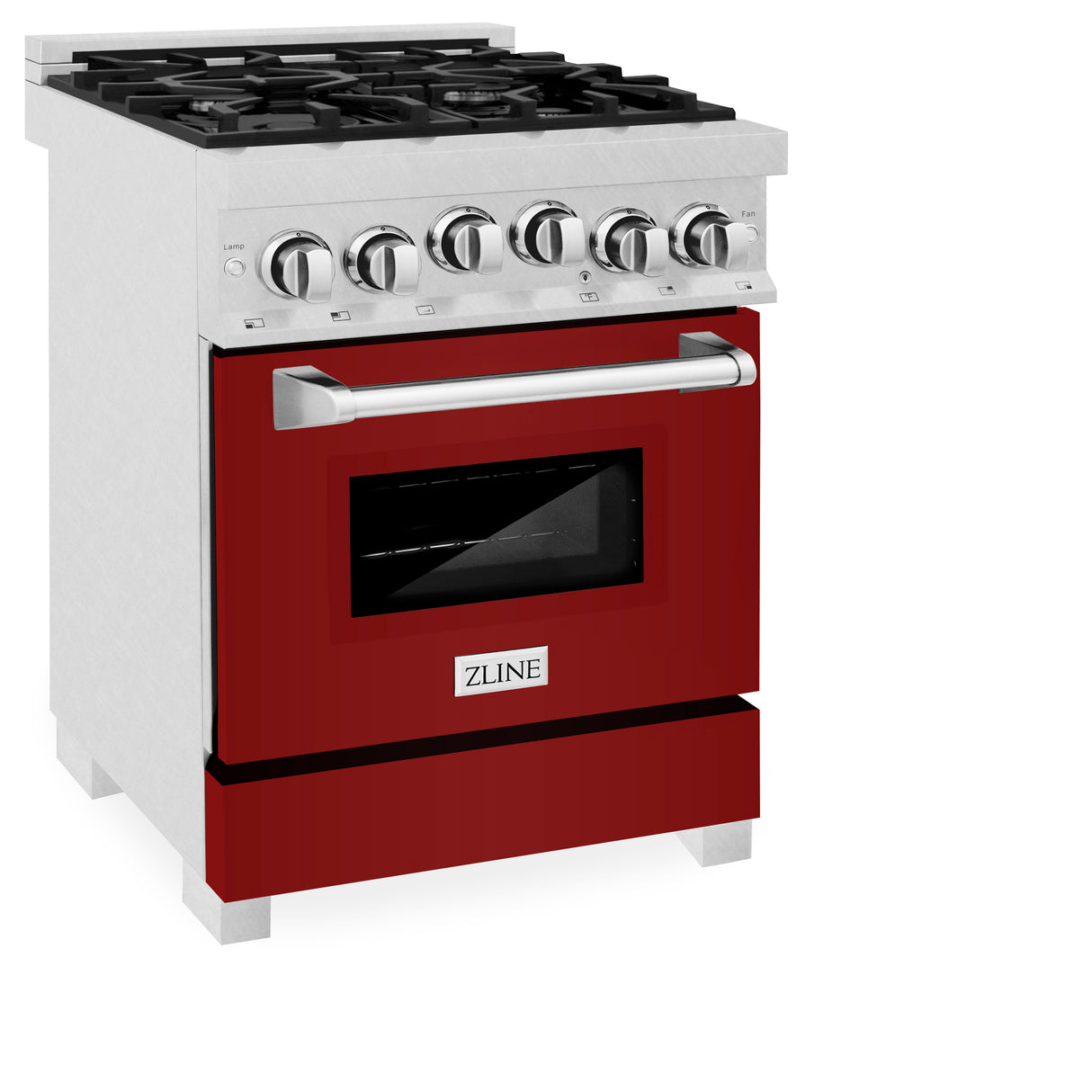 ZLINE 24" 2.8 cu ft Range with Gas Stove and Gas Oven in Fingerprint Resistant Stainless Steel and Red Gloss Door (RGS-RG-24)