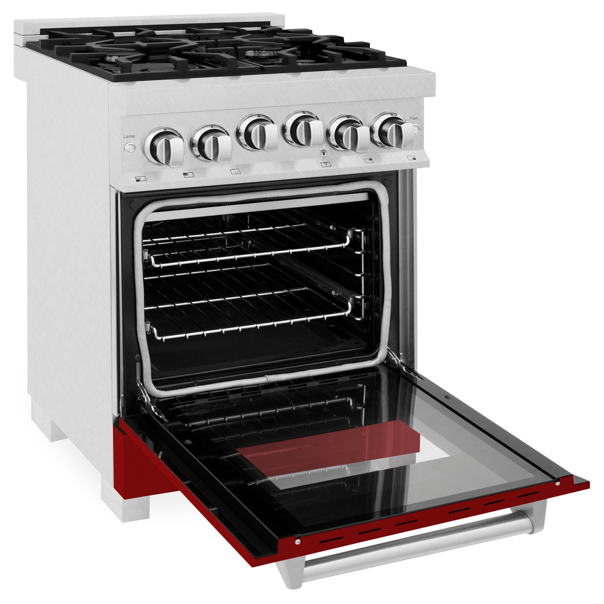 ZLINE 24" 2.8 cu ft Range with Gas Stove and Gas Oven in Fingerprint Resistant Stainless Steel and Red Gloss Door (RGS-RG-24)