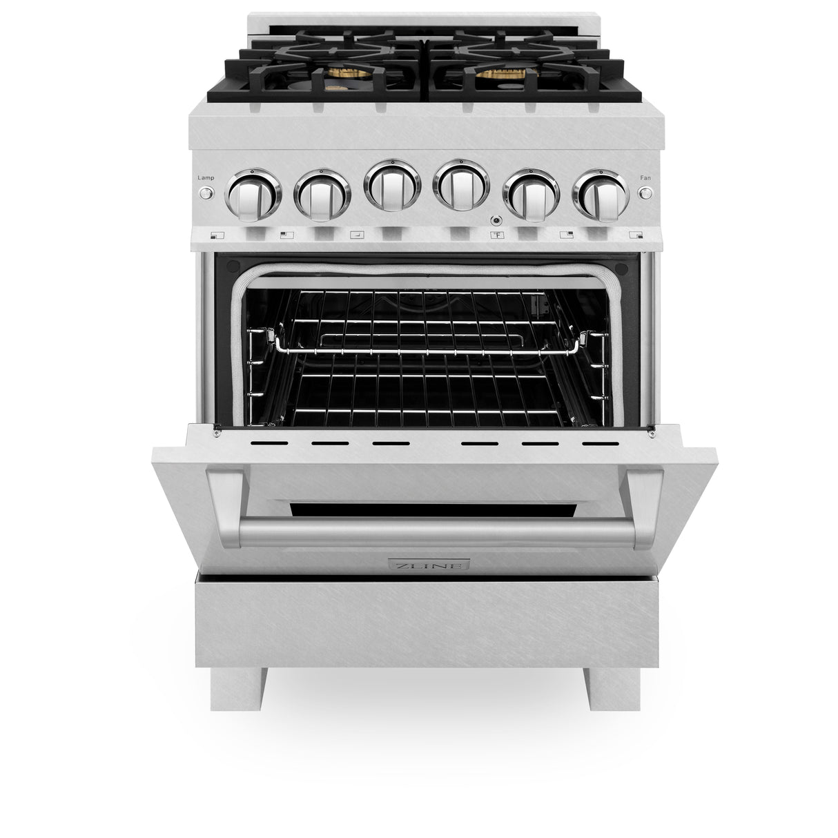 ZLINE 24" 2.8 cu ft Range with Gas Stove and Gas Oven in Fingerprint Resistant Stainless Steel with Brass Burners (RGS-SN-BR-24)