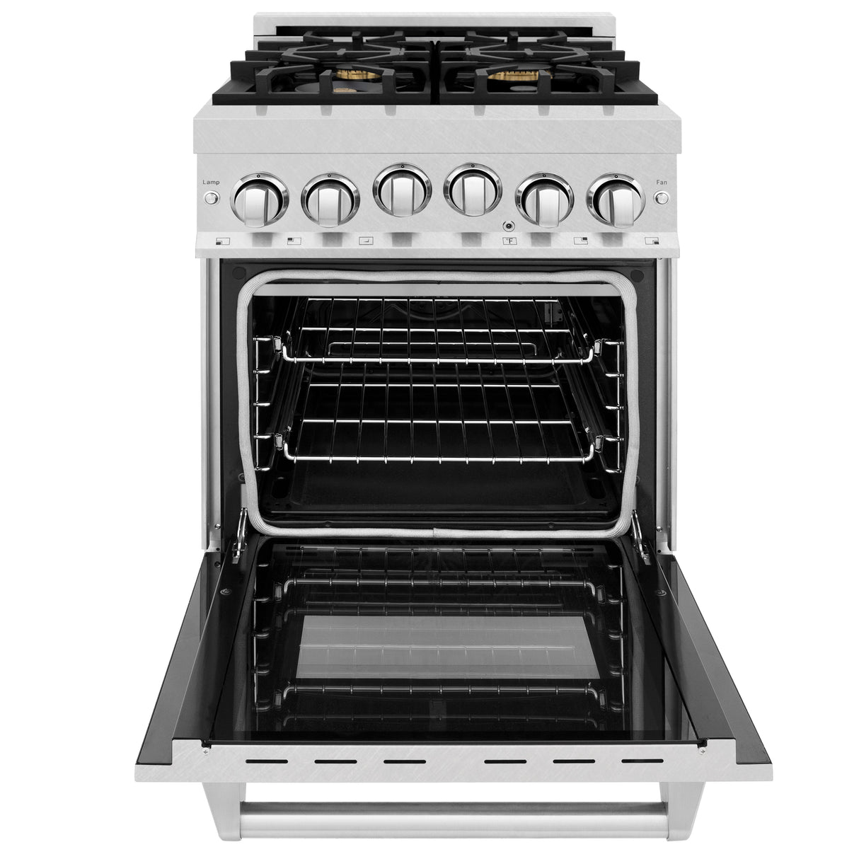 ZLINE 24" 2.8 cu ft Range with Gas Stove and Gas Oven in Fingerprint Resistant Stainless Steel with Brass Burners (RGS-SN-BR-24)