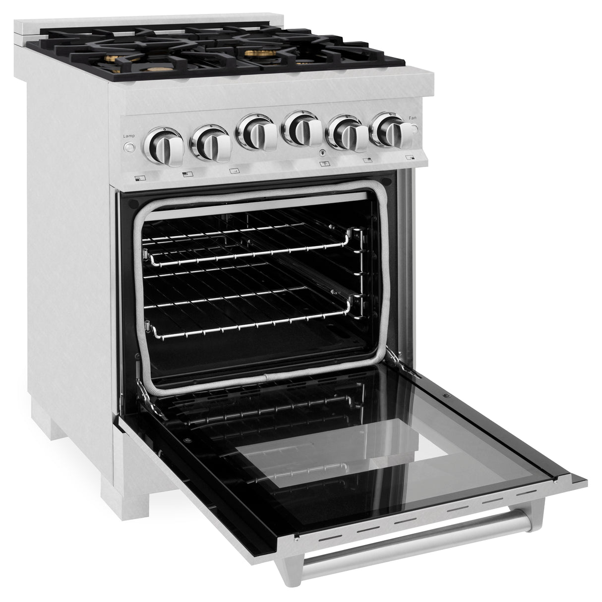 ZLINE 24" 2.8 cu ft Range with Gas Stove and Gas Oven in Fingerprint Resistant Stainless Steel with Brass Burners (RGS-SN-BR-24)