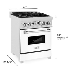 ZLINE 24" 2.8 cu ft Range with Gas Stove and Gas Oven in Fingerprint Resistant Stainless Steel and White Matte Door (RGS-WM-24)