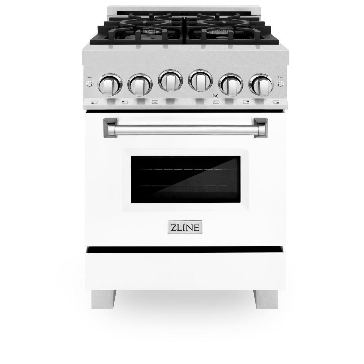 ZLINE 24" 2.8 cu ft Range with Gas Stove and Gas Oven in Fingerprint Resistant Stainless Steel and White Matte Door (RGS-WM-24)