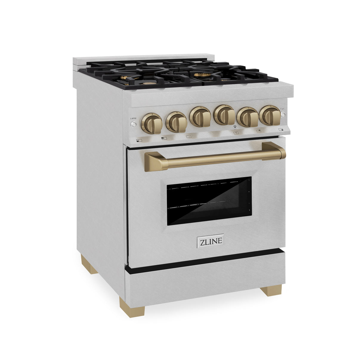 ZLINE Autograph Edition 24" 2.8 cu ft Range with Gas Stove and Gas Oven in Fingerprint Resistant Stainless Steel with Champagne Bronze Accents (RGSZ-SN-24-CB)