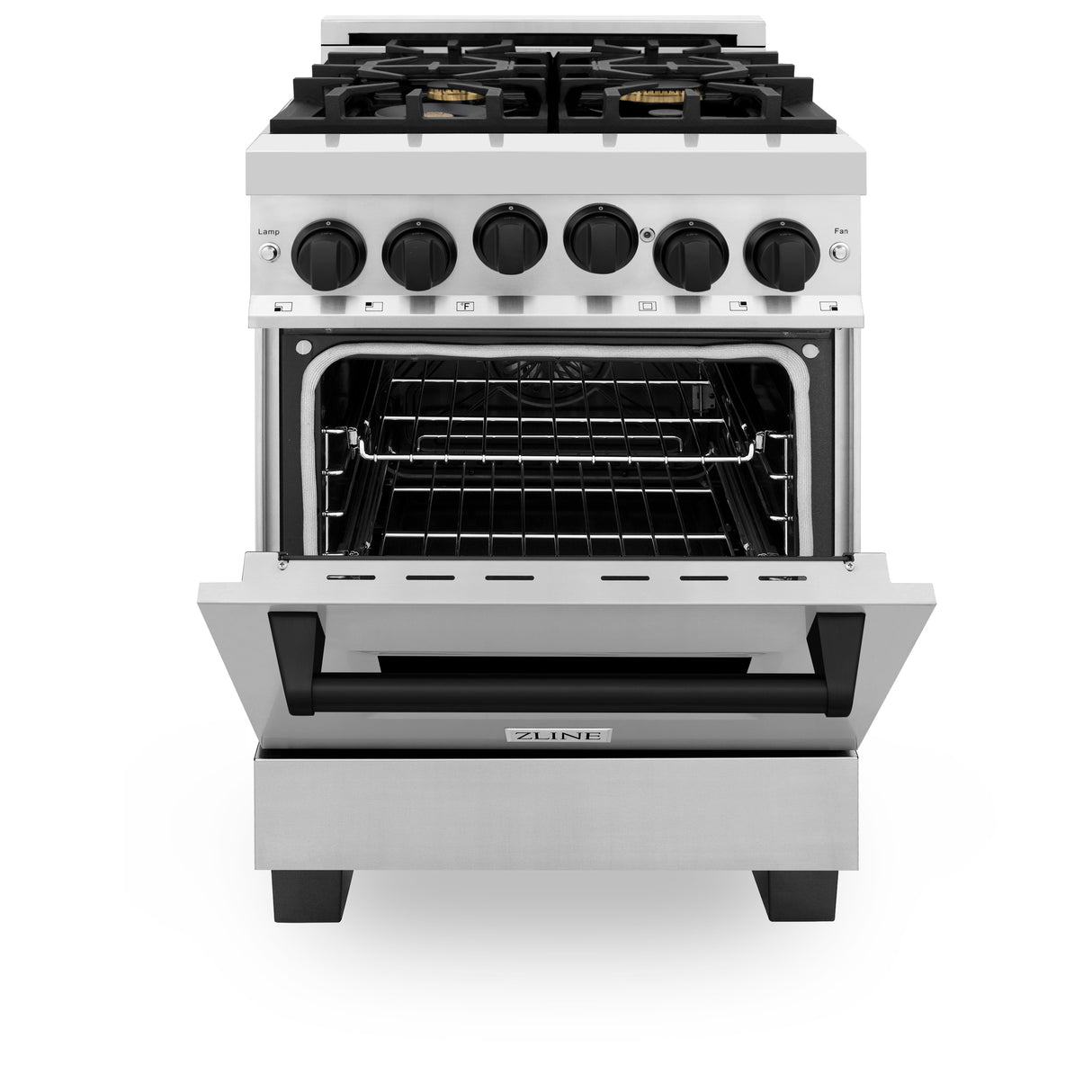 ZLINE Autograph Edition 24" 2.8 cu ft Range with Gas Stove and Gas Oven in Stainless Steel with Matte Black Accents (RGZ-24-MB)