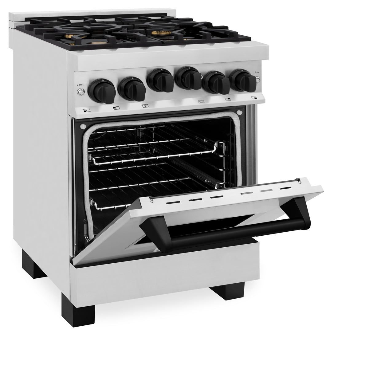 ZLINE Autograph Edition 24" 2.8 cu ft Range with Gas Stove and Gas Oven in Stainless Steel with Matte Black Accents (RGZ-24-MB)