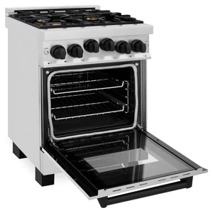 ZLINE Autograph Edition 24" 2.8 cu ft Range with Gas Stove and Gas Oven in Stainless Steel with Matte Black Accents (RGZ-24-MB)