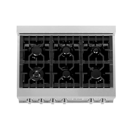 ZLINE 36" Porcelain Gas Stovetop in Fingerprint Resistant Stainless Steel with 6 Gas Burners (RTS-36)