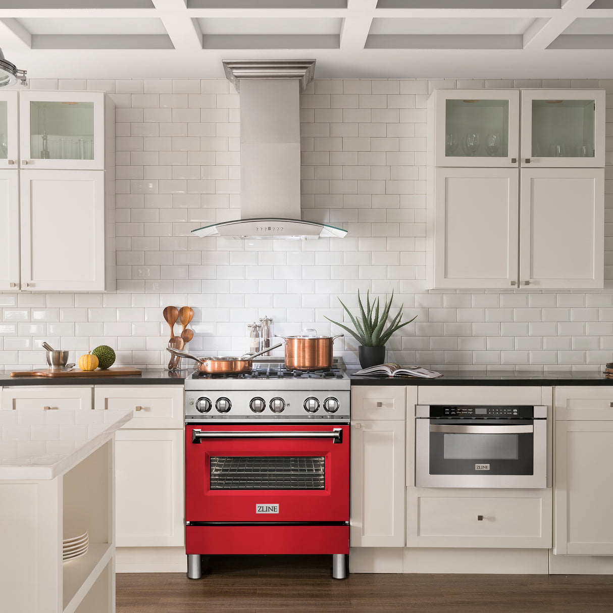 ZLINE 30" 4.0 cu ft Dual Fuel Range with Gas Stove and Electric Oven in Stainless Steel and Red Matte Door (RA-RM-30)