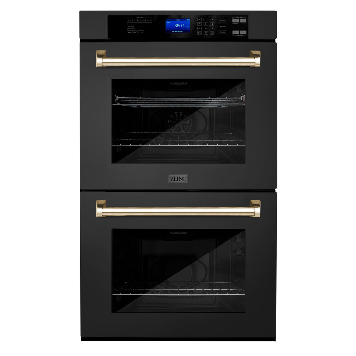 ZLINE 30" Autograph Edition Double Wall Oven with Self Clean and True Convection in Black Stainless Steel and Gold (AWDZ-30-BS-G)