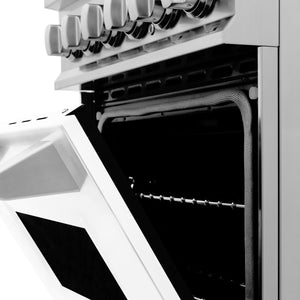 ZLINE 24" 2.8 cu ft Dual Fuel Range with Gas Stove and Electric Oven in Stainless Steel and White Matte Door (RA-WM-24)