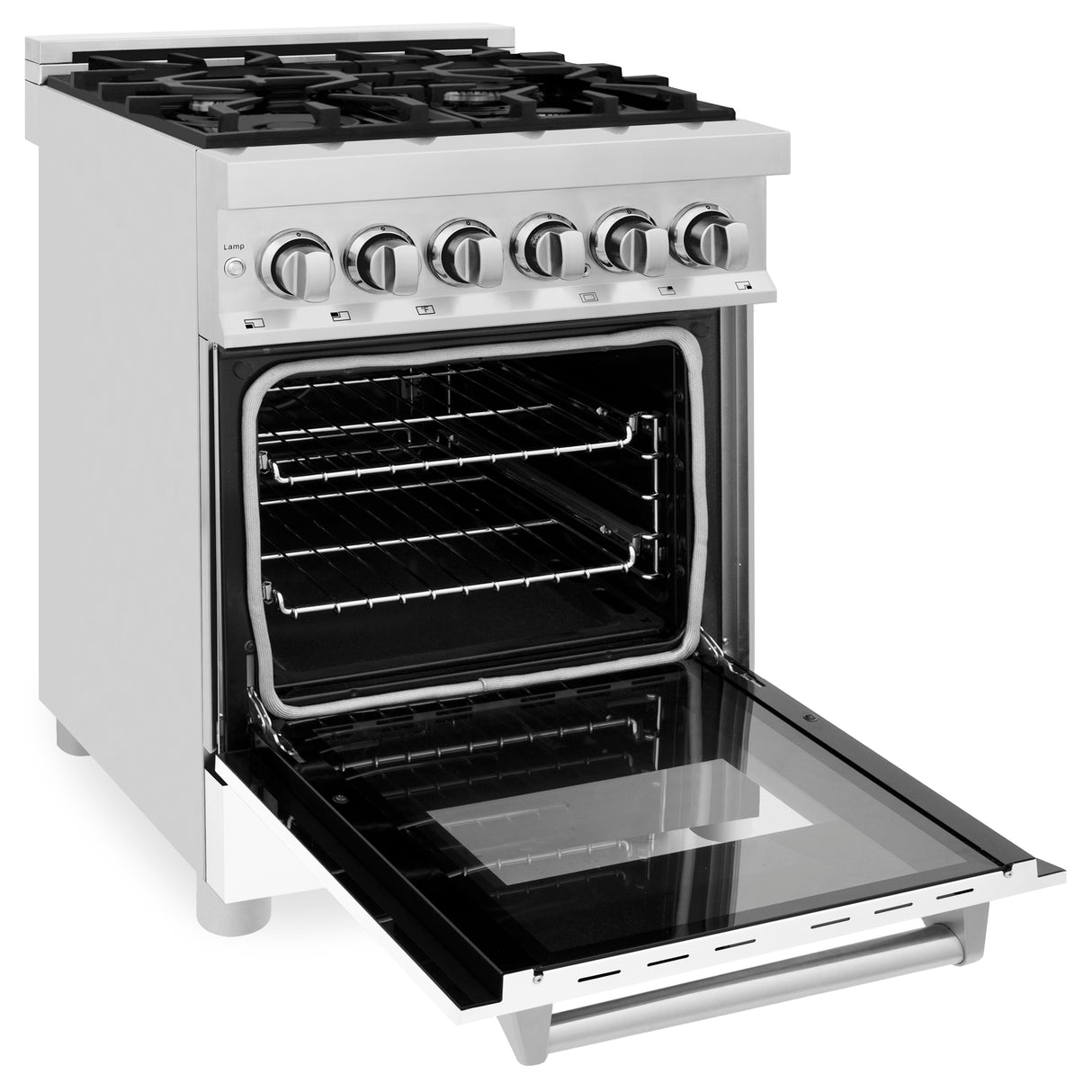 ZLINE 24" 2.8 cu ft Dual Fuel Range with Gas Stove and Electric Oven in Stainless Steel and White Matte Door (RA-WM-24)