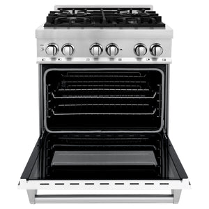 ZLINE 30" 4.0 cu ft Dual Fuel Range with Gas Stove and Electric Oven in Stainless Steel and White Matte Door (RA-WM-30)