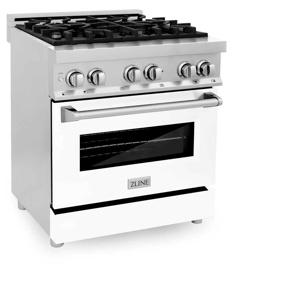 ZLINE 30" 4.0 cu ft Dual Fuel Range with Gas Stove and Electric Oven in Stainless Steel and White Matte Door (RA-WM-30)