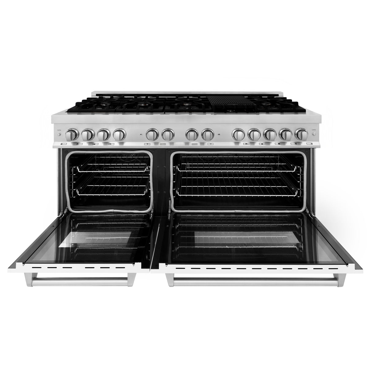 ZLINE 60" 7.4 cu ft Dual Fuel Range with Gas Stove and Electric Oven in Stainless Steel and White Matte Door (RA-WM-60)