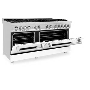 ZLINE 60" 7.4 cu ft Dual Fuel Range with Gas Stove and Electric Oven in Stainless Steel and White Matte Door (RA-WM-60)