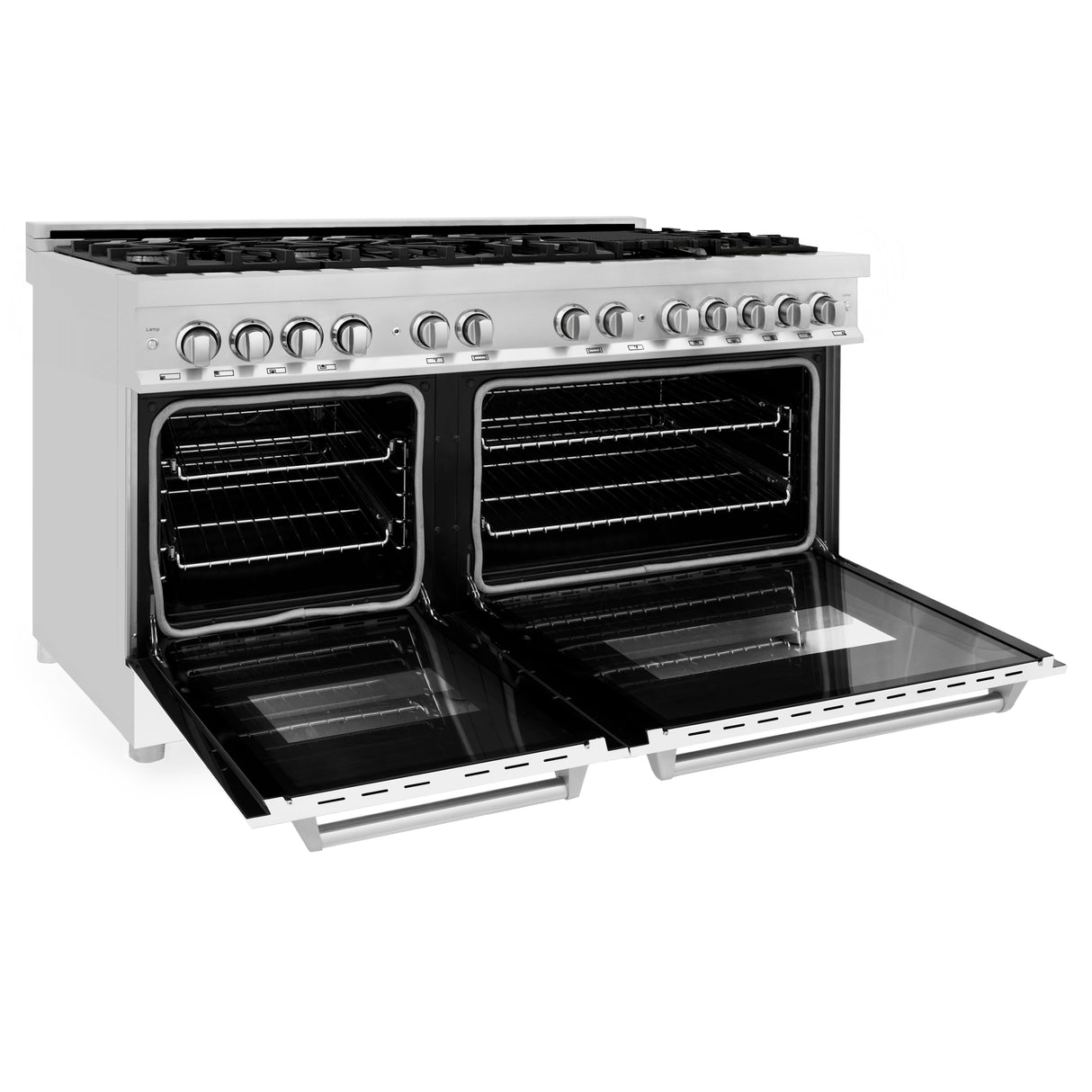 ZLINE 60" 7.4 cu ft Dual Fuel Range with Gas Stove and Electric Oven in Stainless Steel and White Matte Door (RA-WM-60)