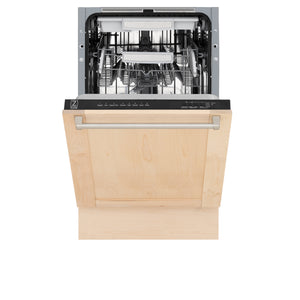 ZLINE 18" Tallac Series 3rd Rack Top Control Built-In Dishwasher in Unfinished Wood and Traditonal Handle, 51dBa (DWV-UF-18)