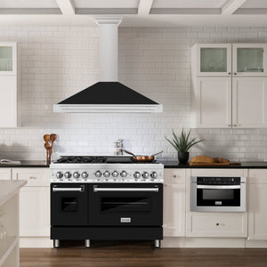 ZLINE 48" Fingerprint Resistant Stainless Steel Range Hood with White Matte Shell and Stainless Steel Handle (KB4SNX-WM-48)