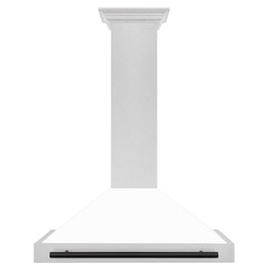 ZLINE 36" Autograph Edition Fingerprint Resistant Stainless Steel Range Hood with White Matte Shell and Champagne Bronze Handle (KB4SNZ-WM36-CB)