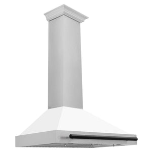 ZLINE 36" Autograph Edition Fingerprint Resistant Stainless Steel Range Hood with White Matte Shell and Gold Handle (KB4SNZ-WM36-G)