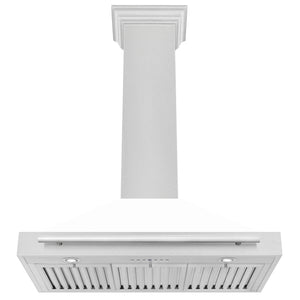 ZLINE 36" Fingerprint Resistant Stainless Steel Range Hood with White Matte Shell and Stainless Steel Handle (KB4SNX-WM-36)