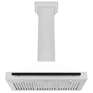 ZLINE 36" Autograph Edition Fingerprint Resistant Stainless Steel Range Hood with White Matte Shell and Matte Black Handle (KB4SNZ-WM36-MB)