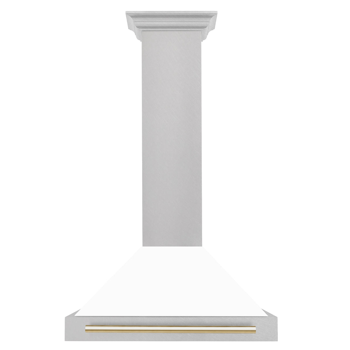 ZLINE 30" Autograph Edition Fingerprint Resistant Stainless Steel Range Hood with White Matte Shell and Champagne Bronze Handle (KB4SNZ-WM30-CB)